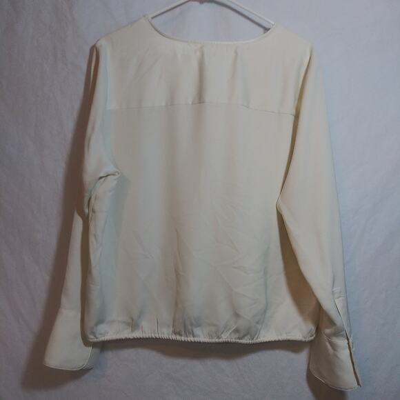 A New Day Elegant Satin Wrap Cream Long Sleeve Top Office Career Size XL - Picture 10 of 10